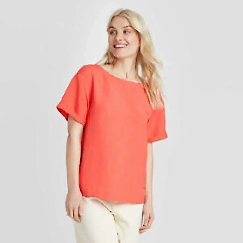 A New Day red/coral short sleeve shirt size XS
